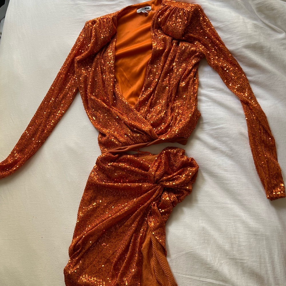 Orange shimmer/ glitter two piece set